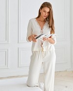 Комплект жіночий домашній з мереживом NW-7029 Your Touch, молочний.