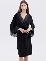 Халат домашній віскоза і мережива 1347 Roksana, чорний.