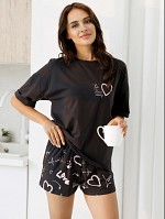 Комплект з бавовни футболка і шорти 1407, темно-сірий.