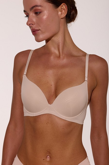 Бюстгальтер гладкий з push up L1503, бежевий.