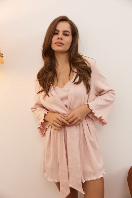 Халат жіночий з бавовни SN-5036, рожевий.