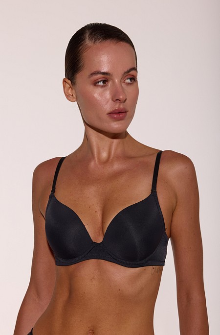 Бюстгальтер гладкий з push up L1503, чорний.