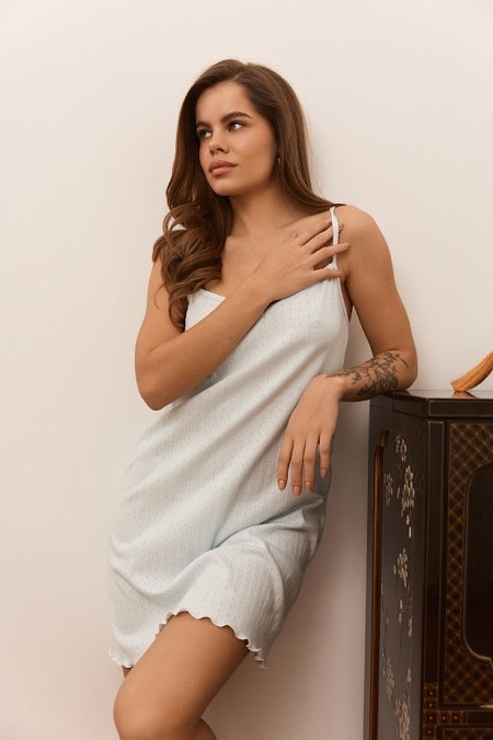 Сорочка жіноча з мереживом SN-4033 Your Touch, блакитний.