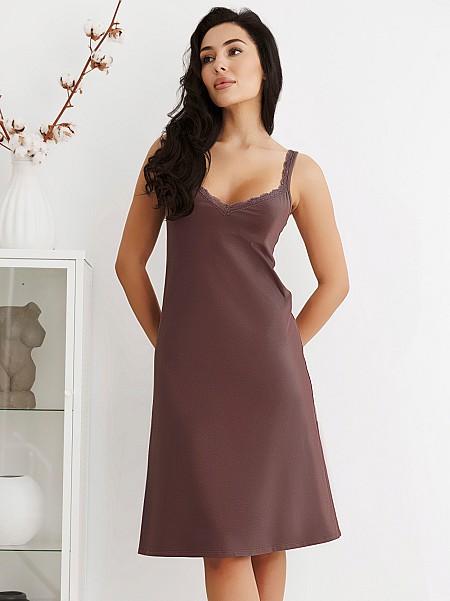 Сорочка з бавовни 1546, коричневий.