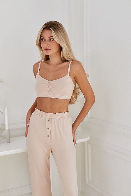 Комплект з віскози топ і штани BR-4053, срібний піон.