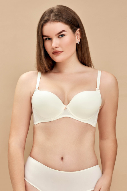 Бюстгальтер гладкий тонкий поролон 800-011 Obrana, молочний.