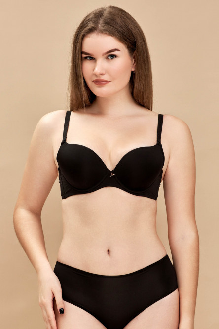 Бюстгальтер гладкий тонкий поролон 800-011 Obrana, чорний.